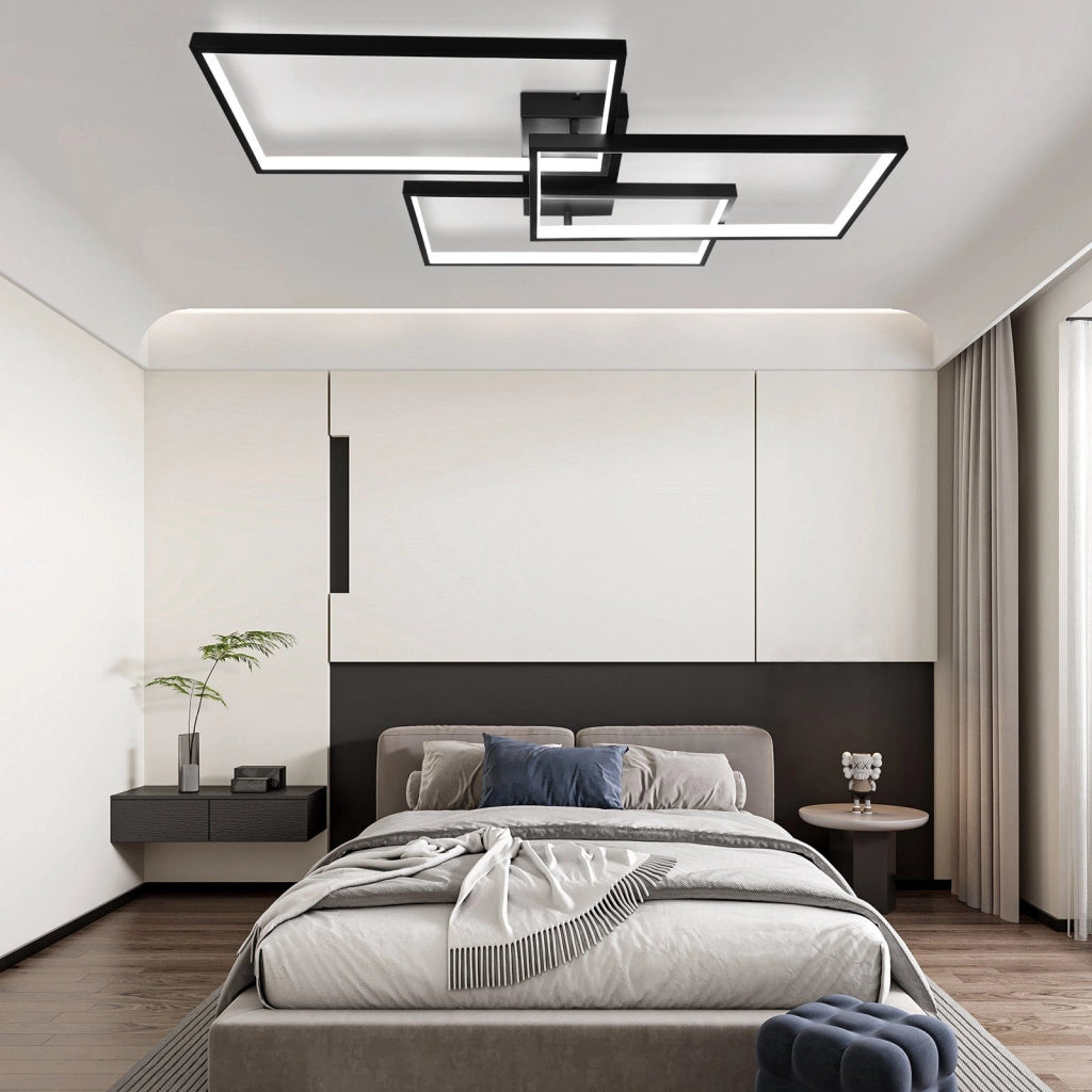 ZMH Lampada da soffitto plafoniera LED moderna telecomando metallo nero per camera letto