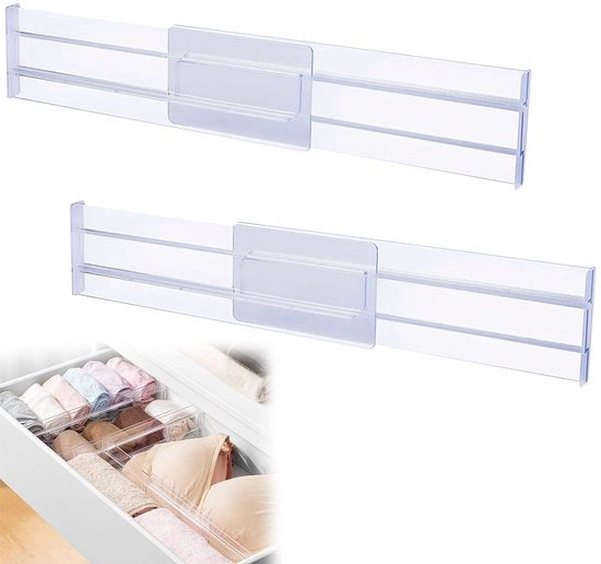 Organizzatori di carrello, regolabili, separatori di carrello, ripiani estensibili, adatti a carrello della cucina, camera da letto, bagno, comò e cassetti dell'ufficio, 2 pezzi