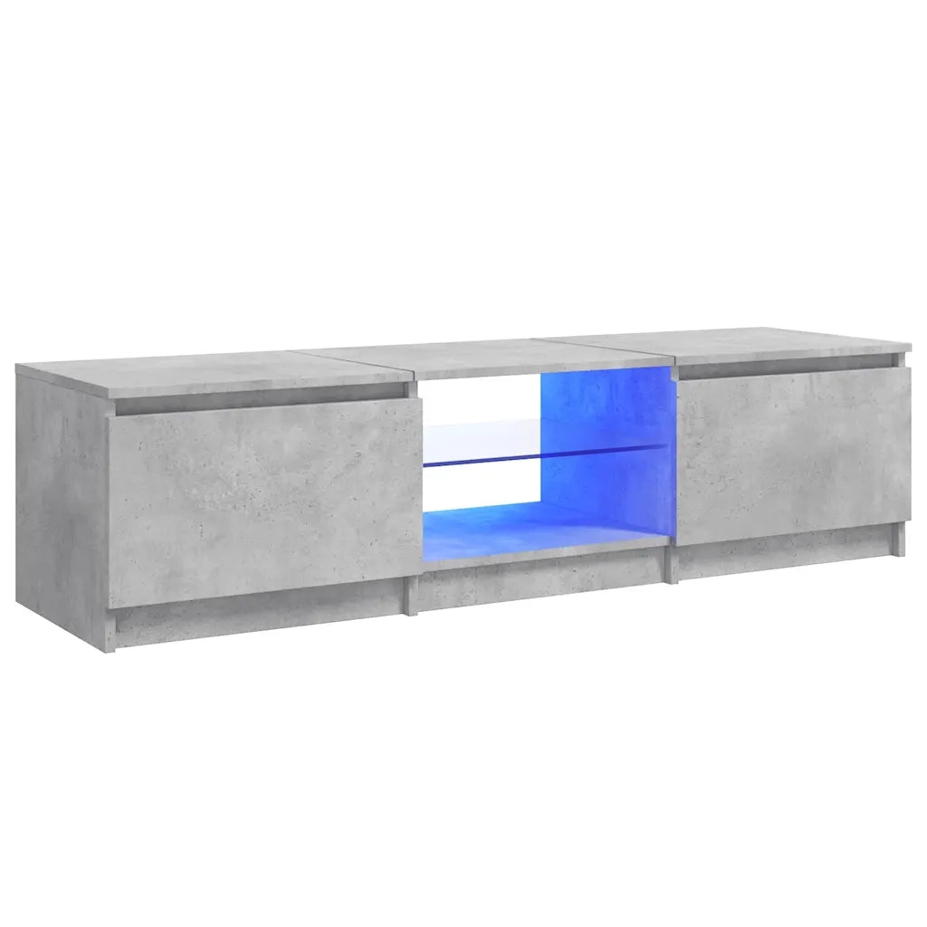 Mobile Porta TV con Luci LED Grigio Cemento 140x40x35,5 cm