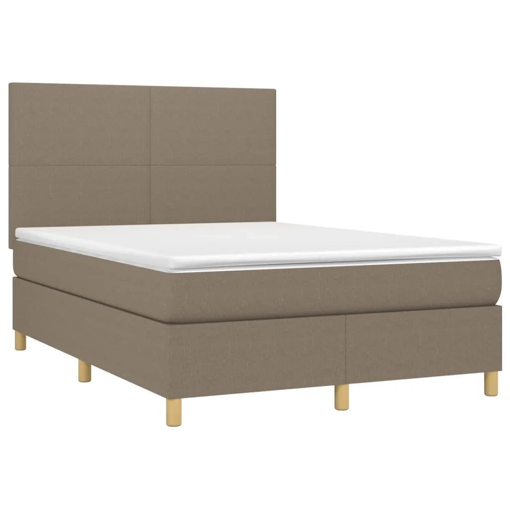 Letto a Molle con Materasso e LED Tortora 140x200 cm in Tessuto 3135281