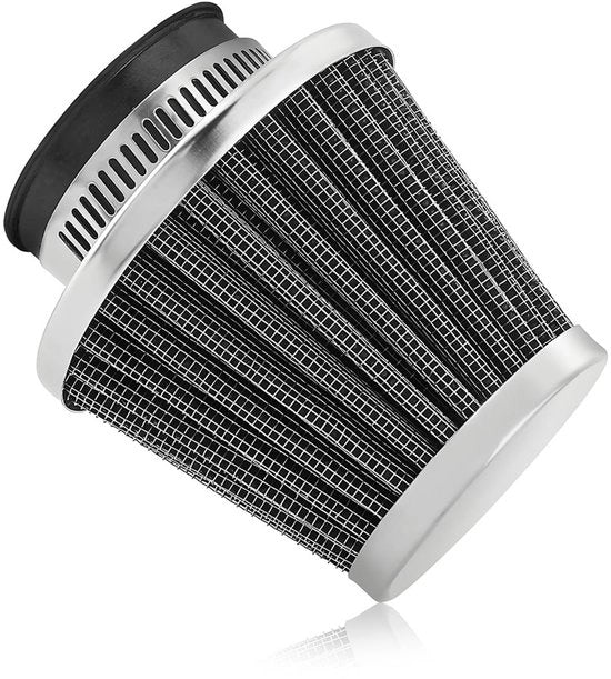 Filtro dell'aria doppio strato in acciaio - Universale per motocicli/scooter - Alta portata d'aria - Lavabile/riutilizzabile - Dimensioni 35 mm - Incrementa potenza/accelerazione - Filtro dell'aria del motore