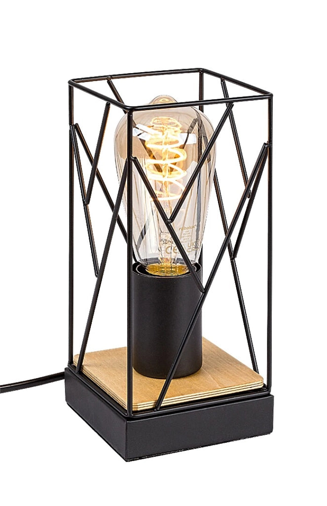 Lampada da tavolo industriale nera E27 Boire Rabalux