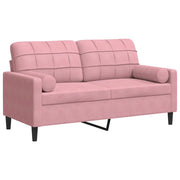 Divano | Divano da soggiorno | Sofa a 2 Posti con Cuscini Rosa 140 cm in Velluto