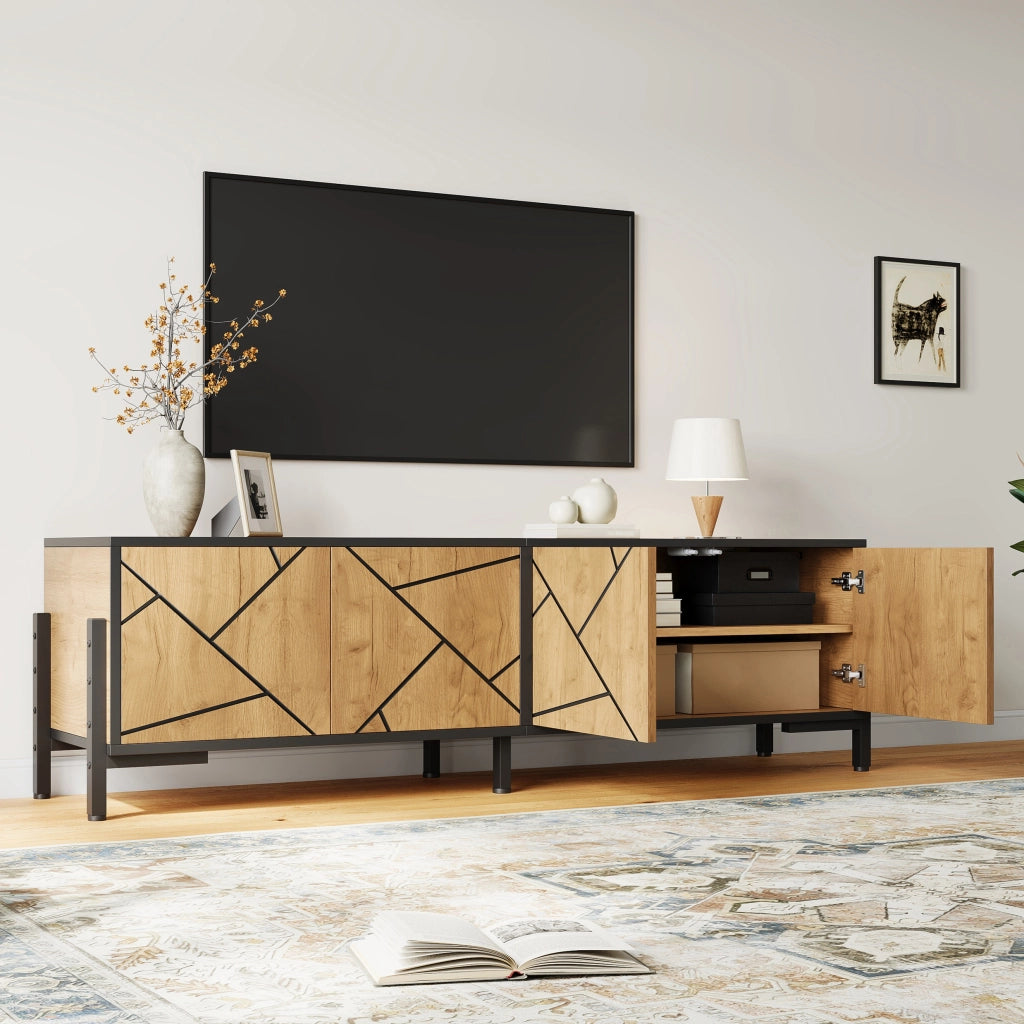 Cassettiera TV naturale in MDF lunghezza 153 cm