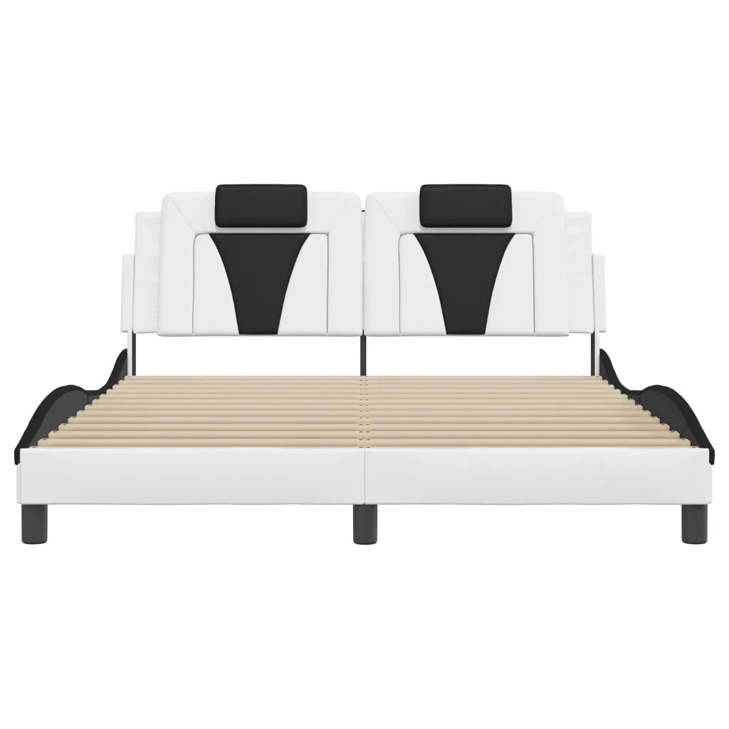 Letto matrimoniale | Letto per adulti | Giroletto Viana con LED senza Materasso Bianco e Nero 160x200 cm