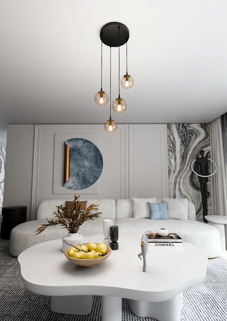 Lampadario Emibig Cosmo 4 luci E14 nero miele Premium