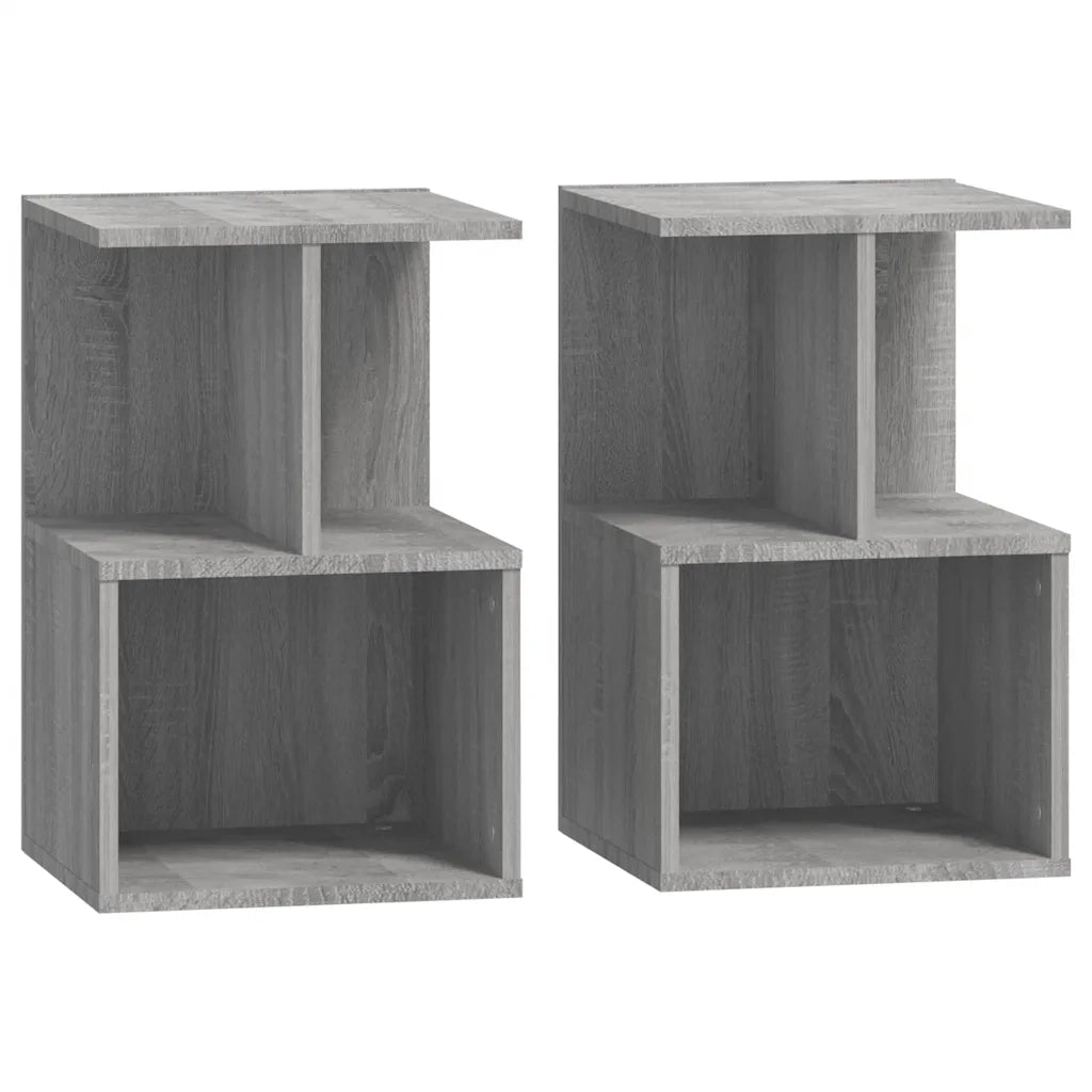 Set di 2 Comodini | Armadio da Notte | Mobiletto da notte Grigio Sonoma 35x35x55 cm in Legno Multistrato