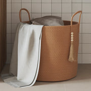 Cestino Portaoggetti Marrone Ø40x35 cm in Cotone 358496