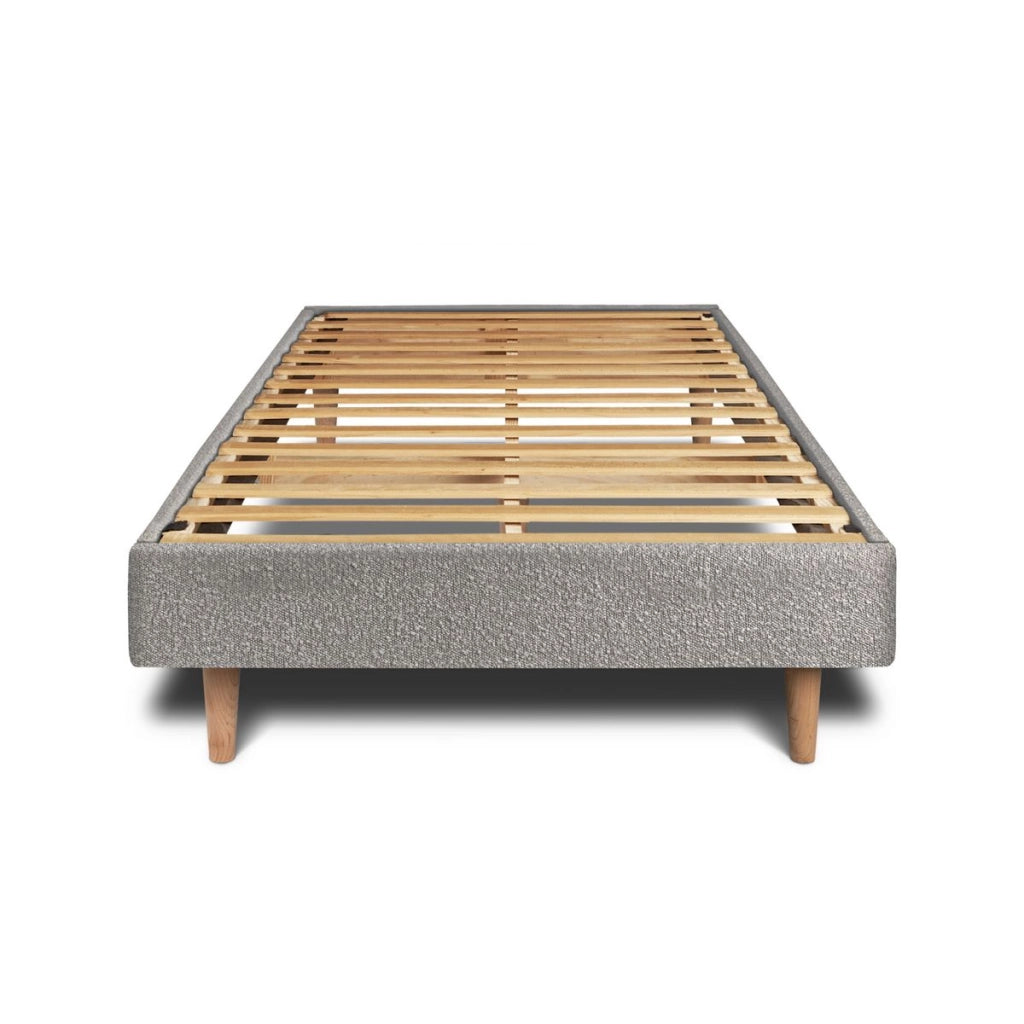 Letto 90x200 cm con testiera in linea - tessuto bouclé