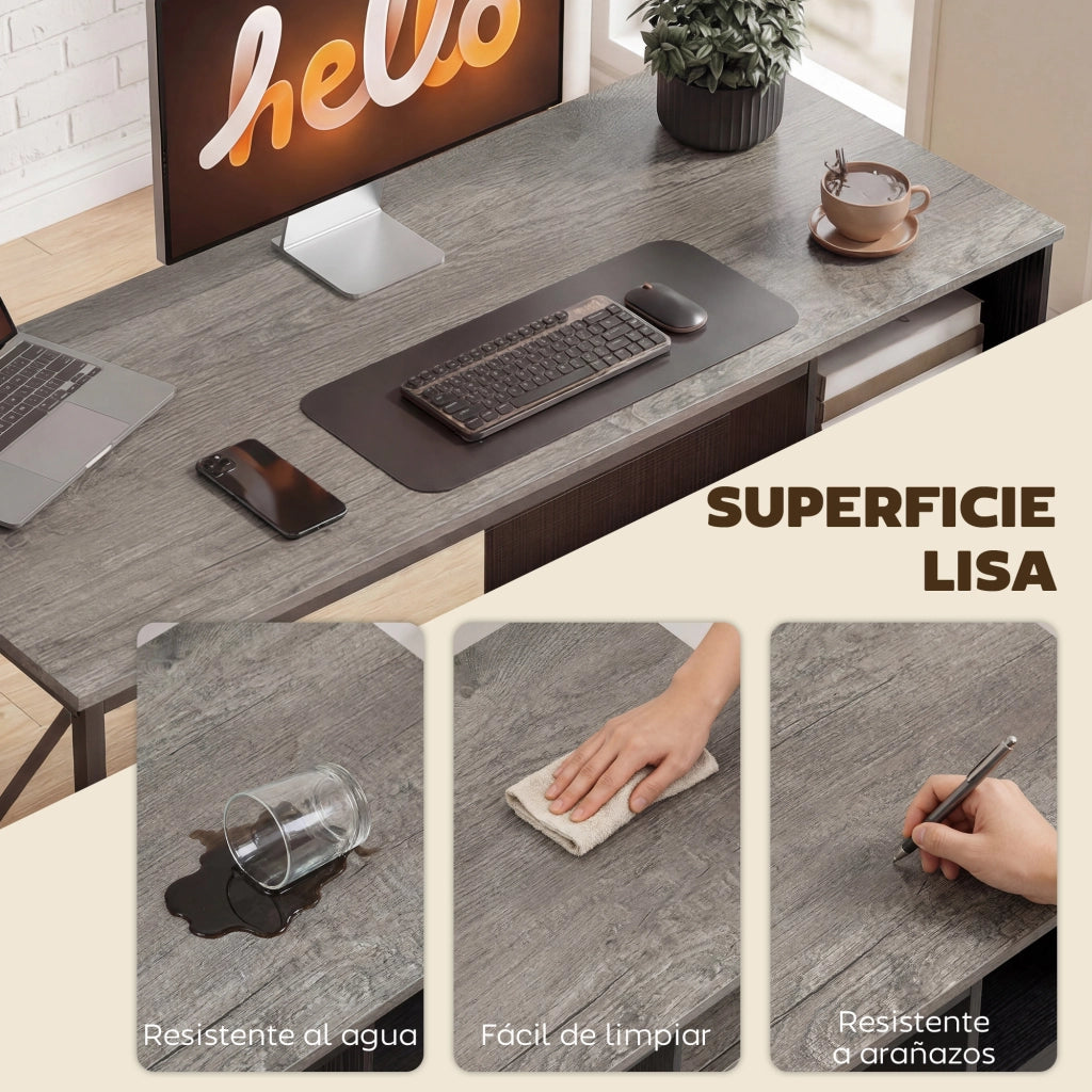 Scrivania per Computer Industriale ¨C Xylo ¨C Grigio Chiaro 120x50 cm con 2 Cassetti