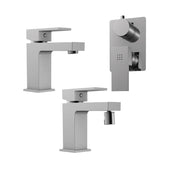 Set miscelatore lavabo e bidet senza scarico ed incasso doccia con deviatore in ottone cromato | Grace