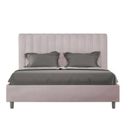 Letto queen size con rete imbottito 150x200 microfibra sabbia Agueda