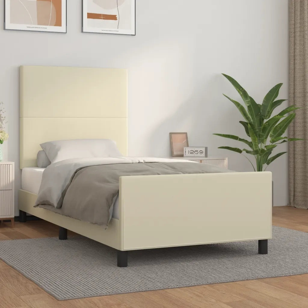 Giroletto con Testiera Crema 90x200 cm in Similpelle