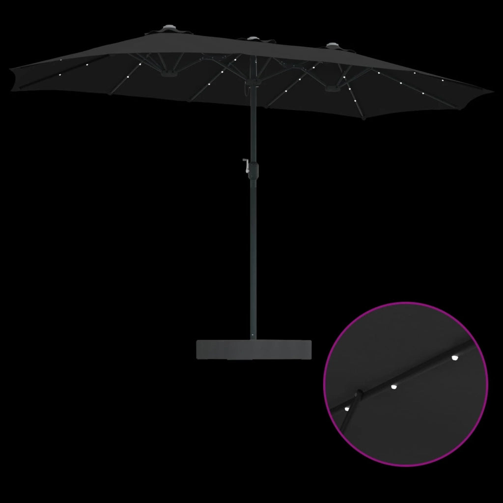 Ombrello | Parasol da giardino Nero 385 x 209 x 244 cm Poliestere