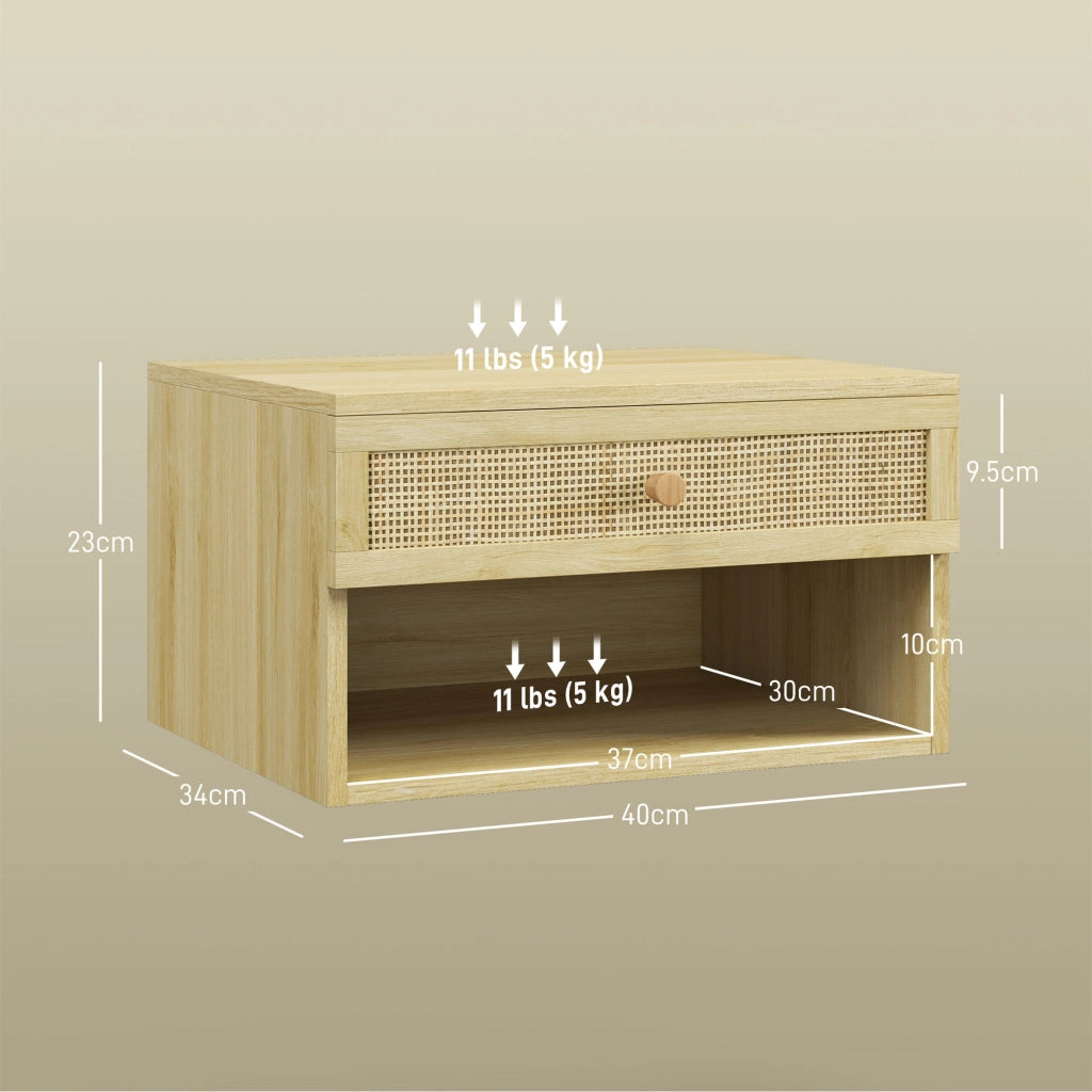 Comodino con Cassetto e Ripiani Aperti ¨C zephmum ¨C 40x34x23 cm