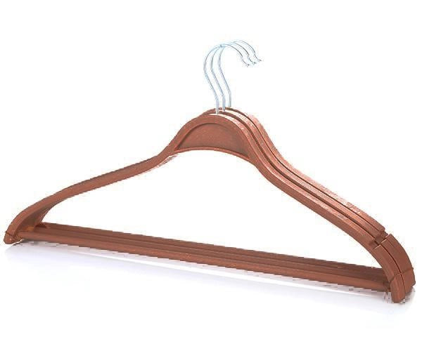Set 3 Pezzi Stampelle Grucce in Plastica per Giacche Marrone