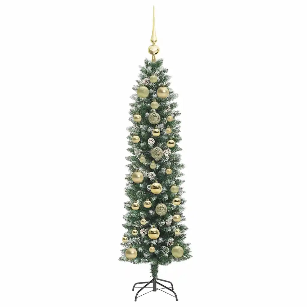 Albero di Natale Artificiale Sottile Verde e Bianco 150 cm 3395285