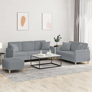 Set Divani 3 pz con Cuscini Grigio Chiaro in Tessuto