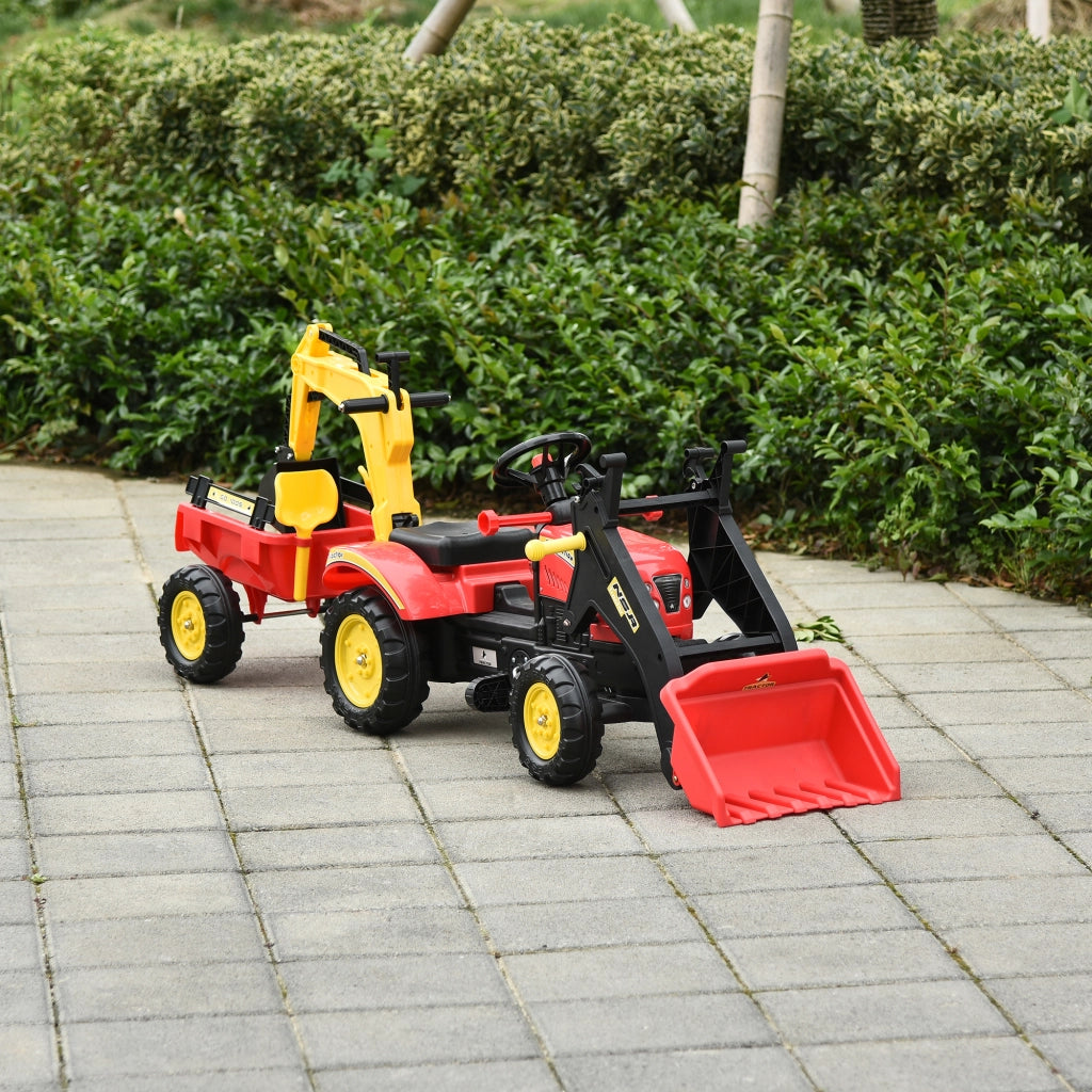 Trattore a Pedali con Rimorchio e Benna ¨C Minimal ¨C Rosso