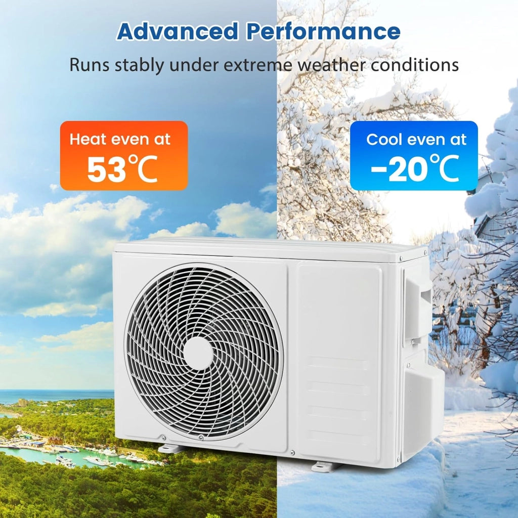 Split Condizionatore 12000 BTU Inverter R32 A++, Climatizzatore Eco, Riscaldamento/Raffreddamento/Deumidificazione, 7 Modalità, 8 Velocità del Ventilatore, Timer 24 Ore, Accessori Inclusi