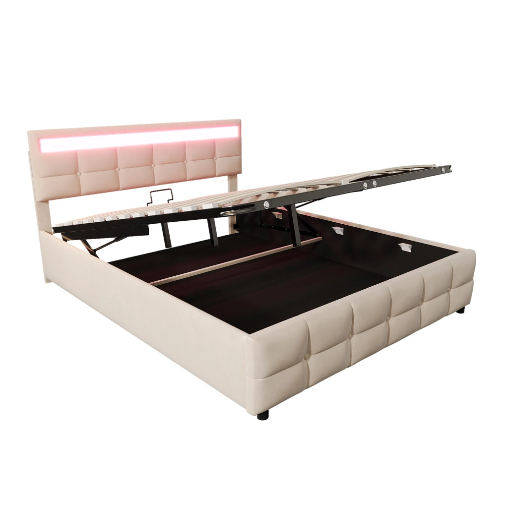 letto imbottito velluto olandese beige 180 x 200 cm