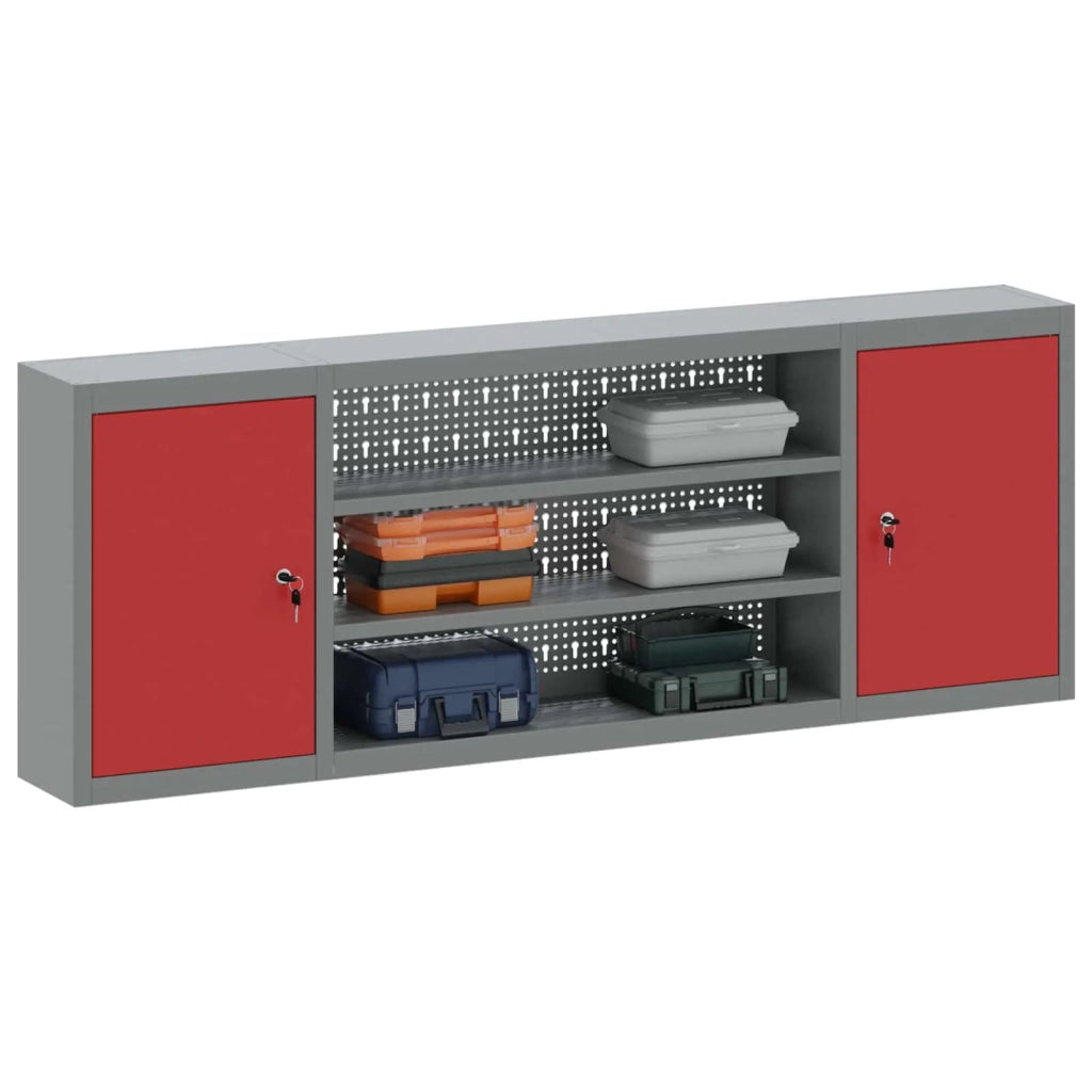 Set di mobili da lavoro con cassetto con blocco 10 pcs Rosso 3321487