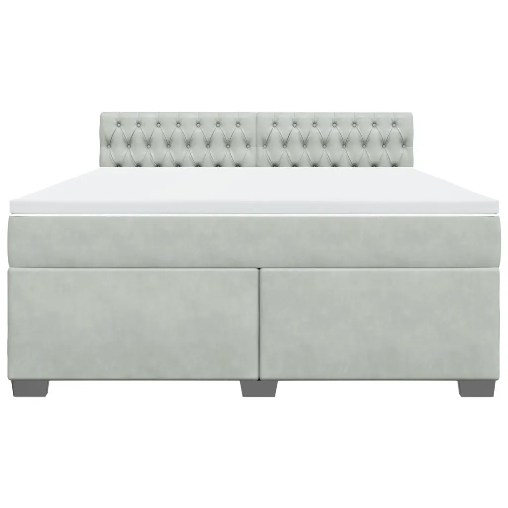 Giroletto a Molle con Materasso Grigio Chiaro 180x200cm Velluto 3286384