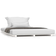 Letto matrimoniale | Letto per adulti | Giroletto senza Materasso Bianco 120x200 cm Legno Massello Pino