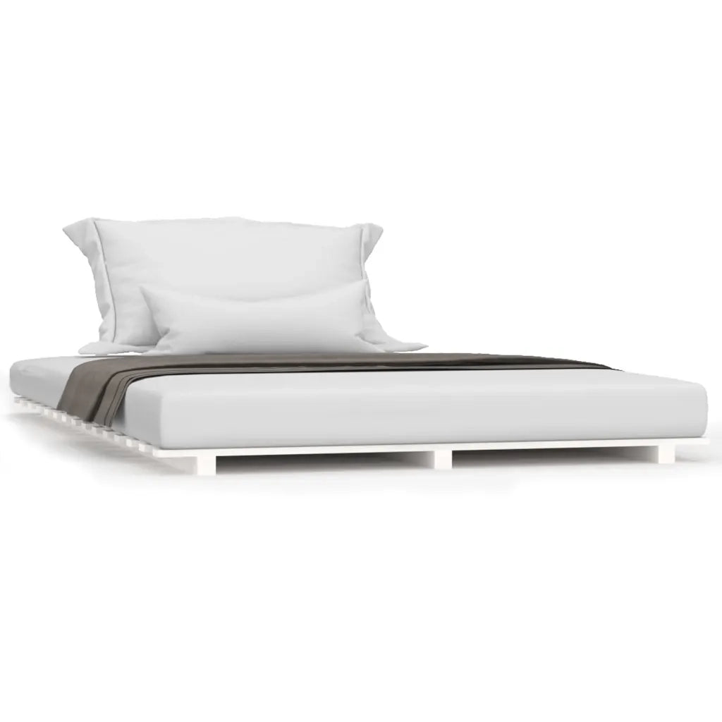 Letto matrimoniale | Letto per adulti | Giroletto senza Materasso Bianco 120x200 cm Legno Massello Pino