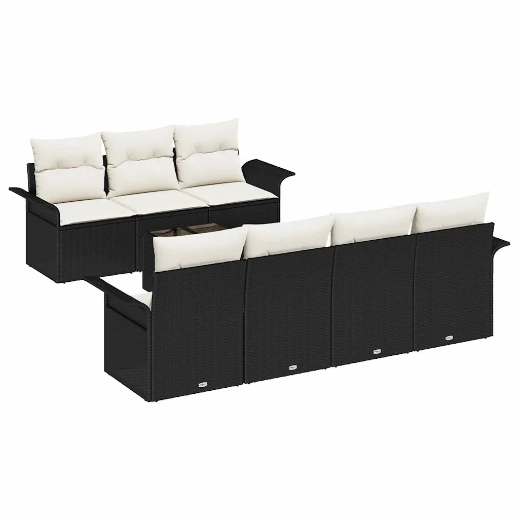 Set Divano da Giardino 8 pcs Nero e Crema polyrattan 3353936