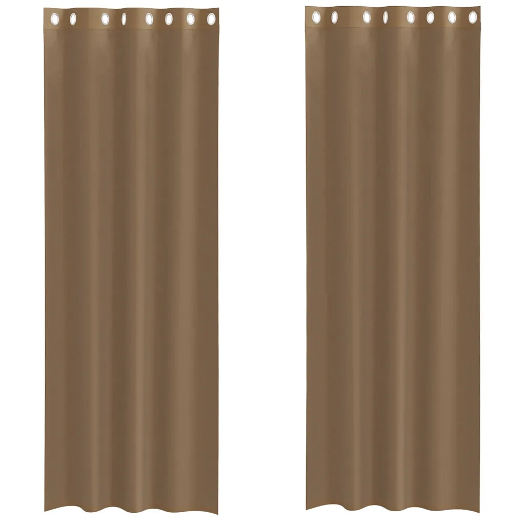 Tende in Voile con Occhielli 2 pz Marrone Chiaro