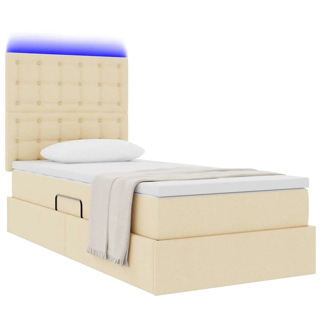 Letto con contenitore e LED Crema 90 x 200 cm Poliestere 3372520