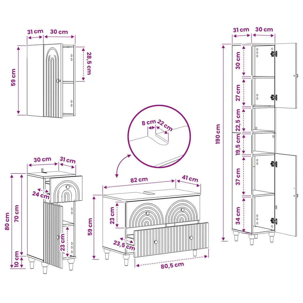 Set di Mobili da Bagno da 4 Pezzi ALKMAAR Nero 3417910