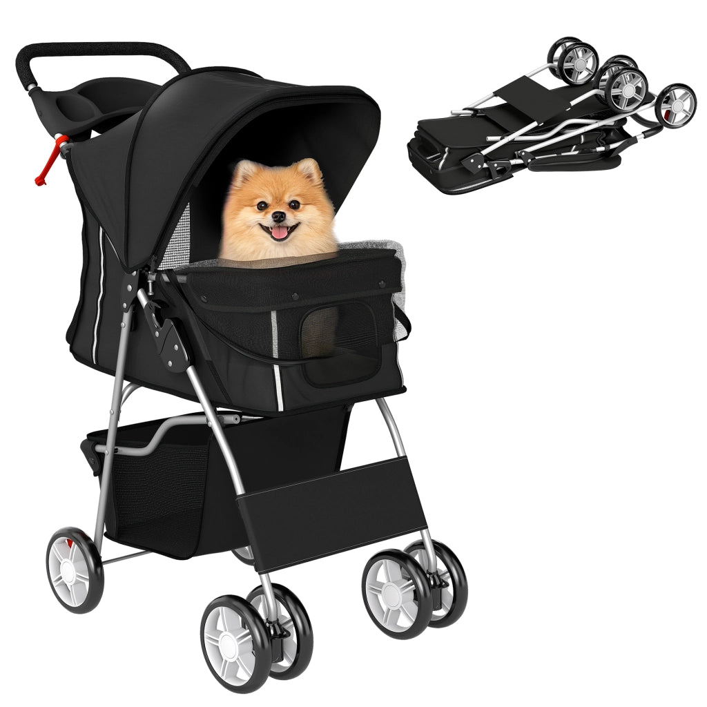 Carrello per Cani Pieghevole ¨C Minimal ¨C Nero 77x44x102 cm