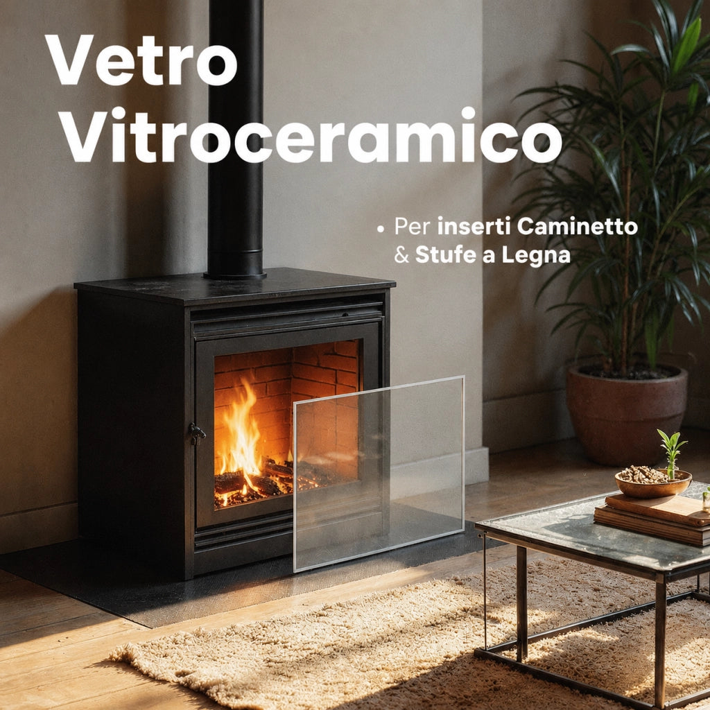 564 x 442 x 4 mm - Vetro per stufa a legna - vetro camino di ricambio - vetro per caminetto resistente al fuoco - France Vitre