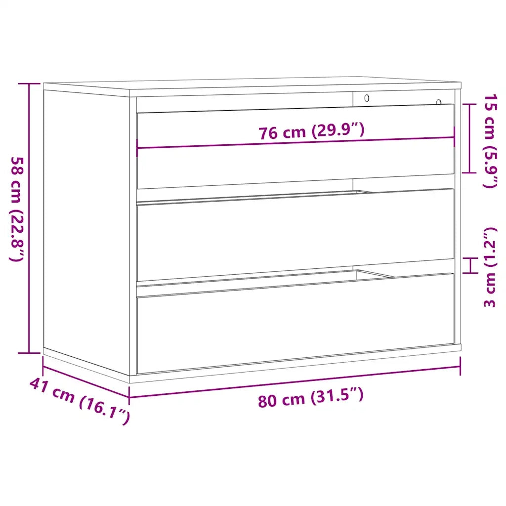 Cassettiera Bianca 80x41x58 cm in Legno Multistrato CFW4242211