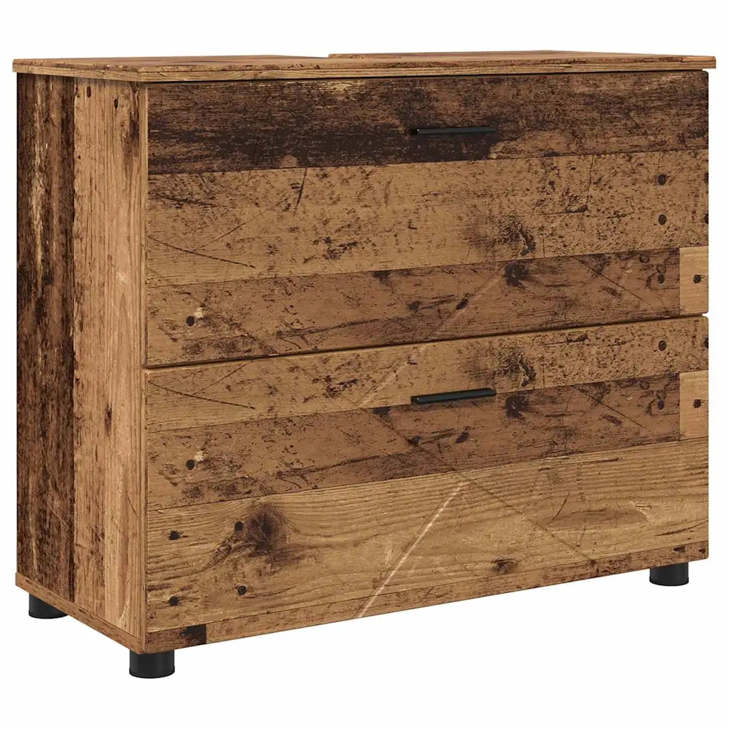 Set di mobili per il bagno con cassetto 4 pcs Legno vecchio 3393051