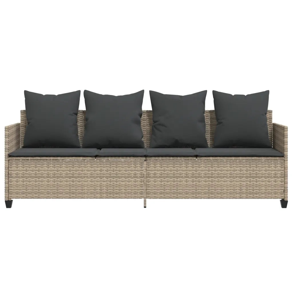 Lettino Prendisole con Cuscini Grigio Chiaro in Polyrattan 368349