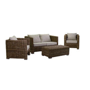 Salotto Rattan Manila Grigio Con Cuscini Divano 2 Posti