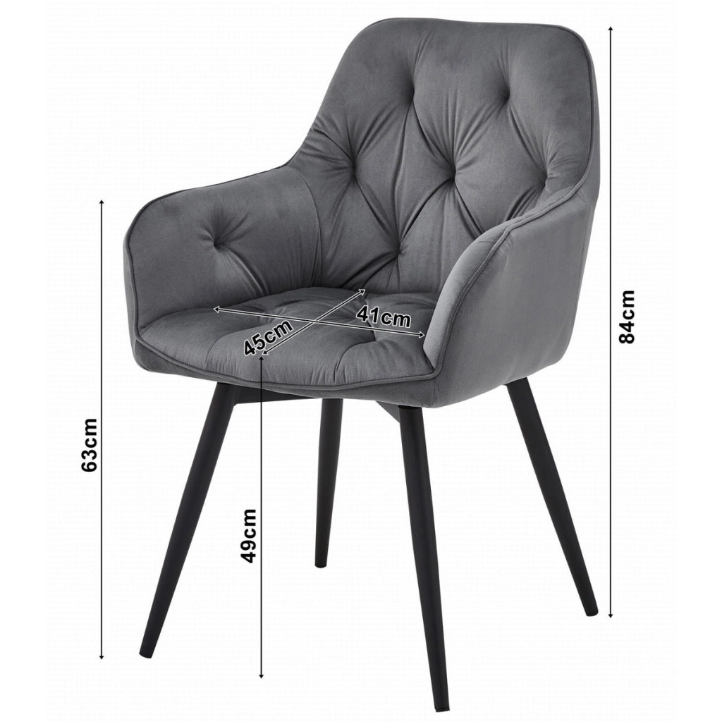 Sedia girevole Jork in velluto grigio argento con gambe nere