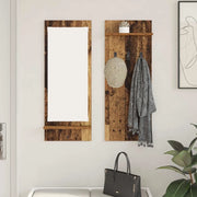 Appendiabiti a muro con specchio-Attaccapanni con specchio Legno vecchio 70 x 10 x 90 cm