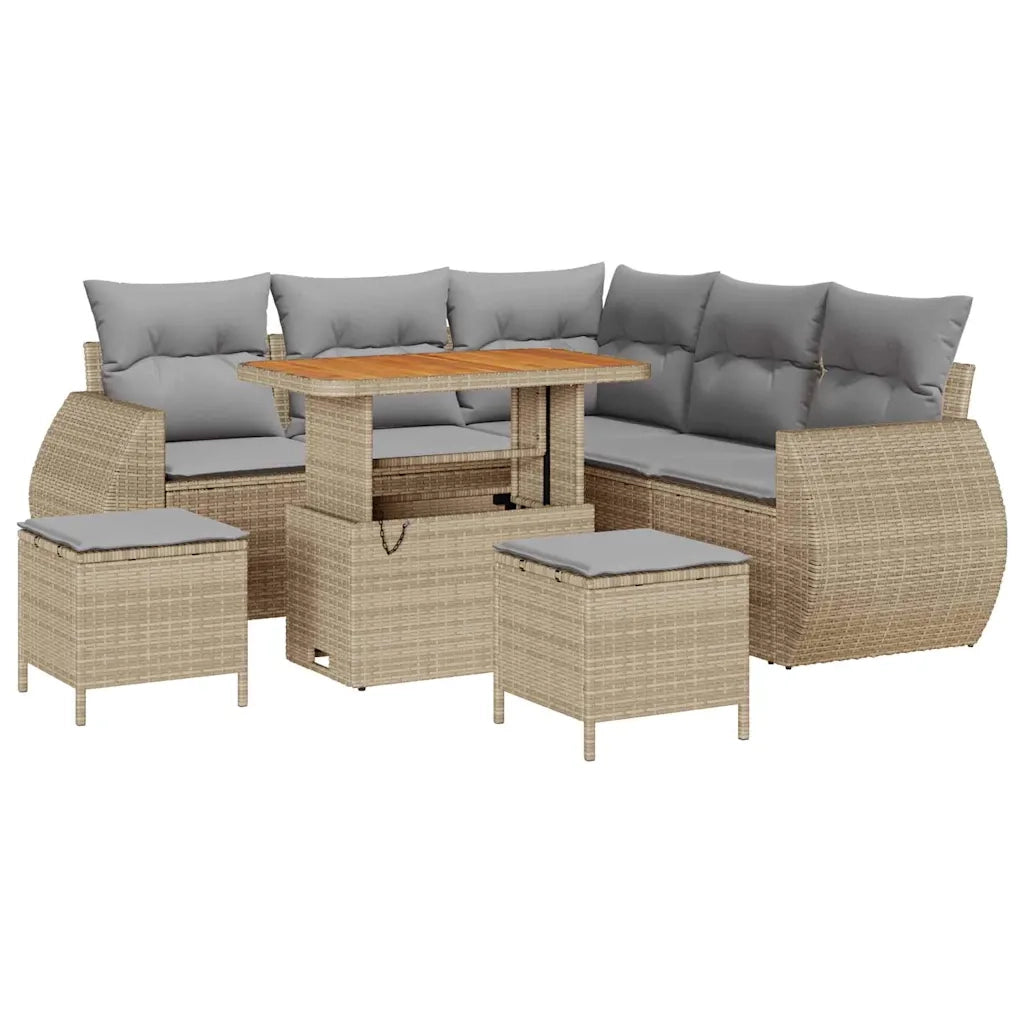 Set Divano da Giardino con cuscino 8 pcs beige e grigio chiaro