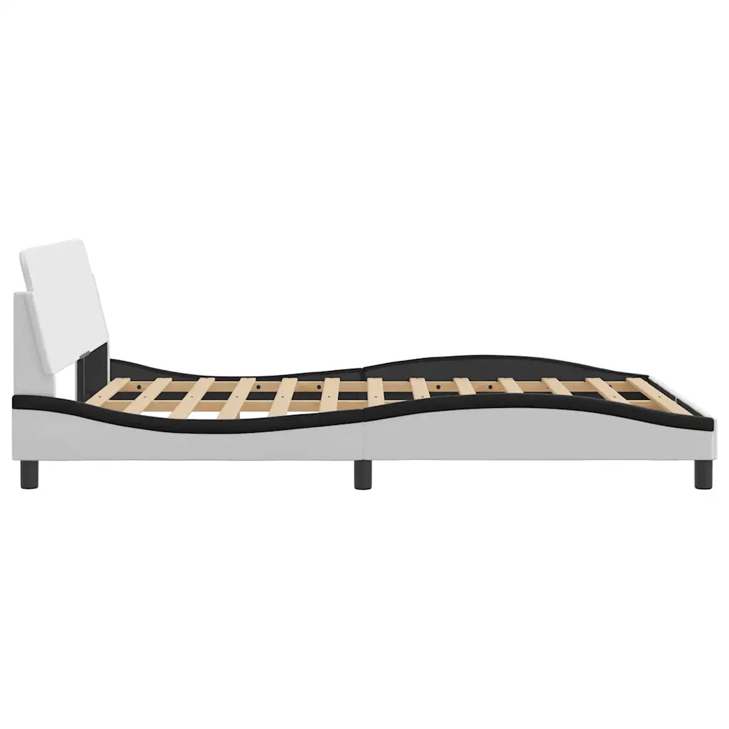 Giroletto-Struttura Letto Dover Bianco e Nero 140x190 cm in Similpelle