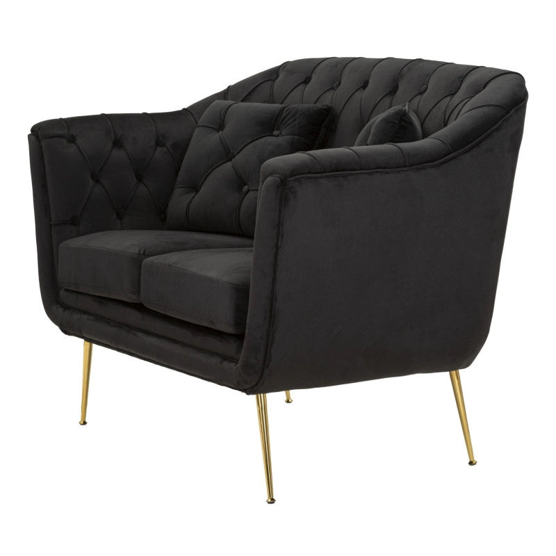Divanetto Budapest Nero Con Cuscini cm 130x83x91