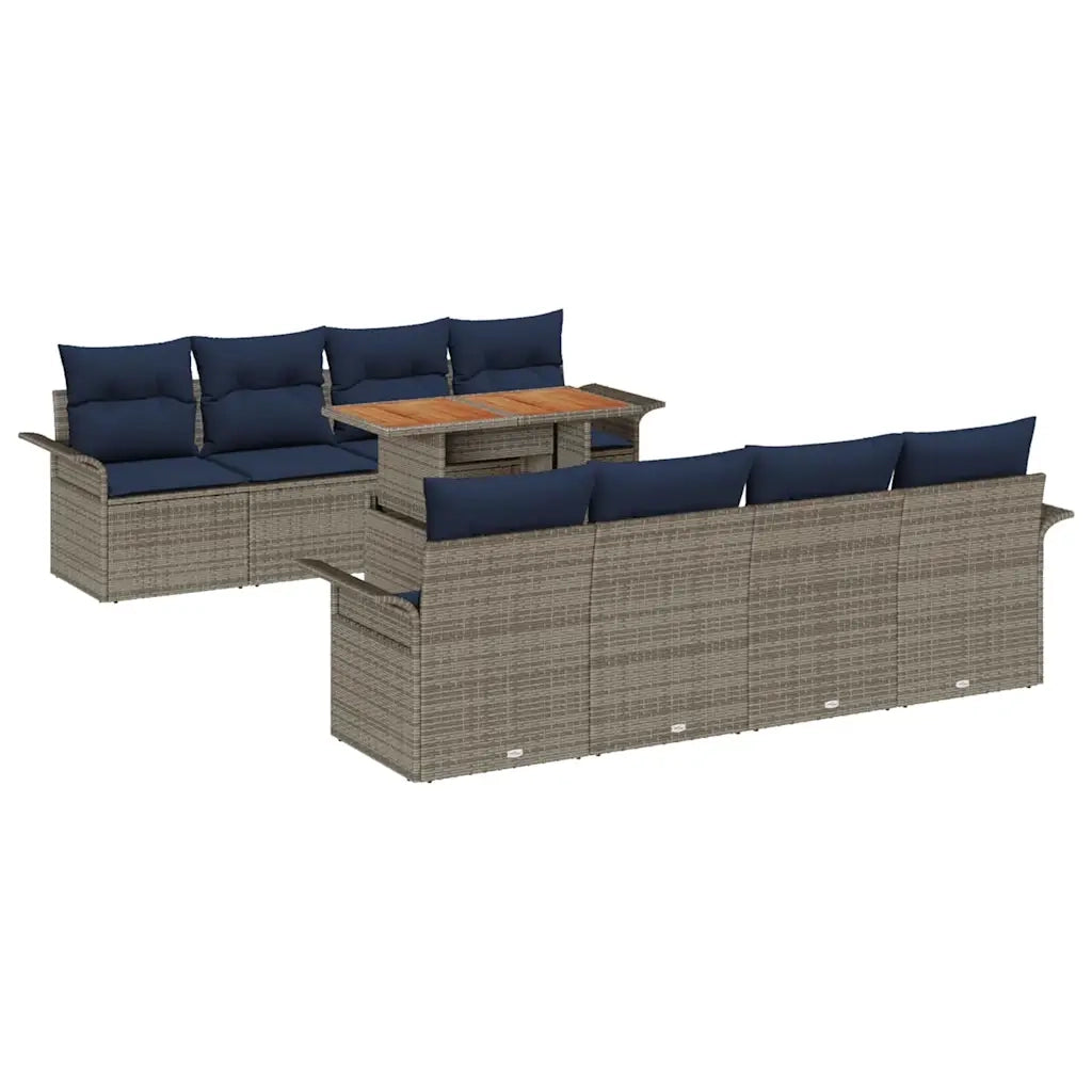Set Divano da Giardino con cuscino 7 pcs grigio e blu navy 3349310