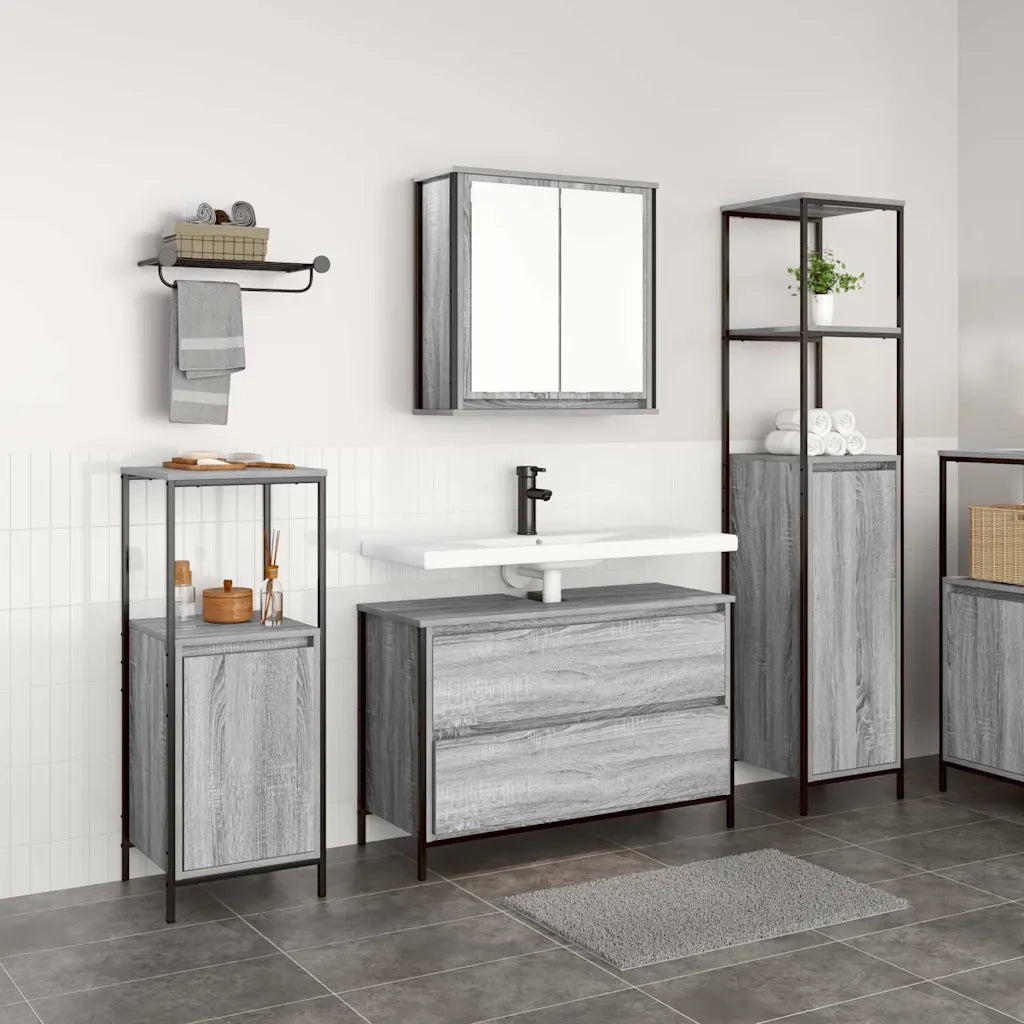 Set di mobili per il bagno con cassetto 3 pcs Grigio Sonoma 3328362