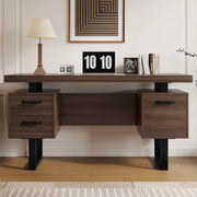 SCRIVANIA da Ufficio 135x54 cm MDF e Metallo Marrone Scuro e Nero