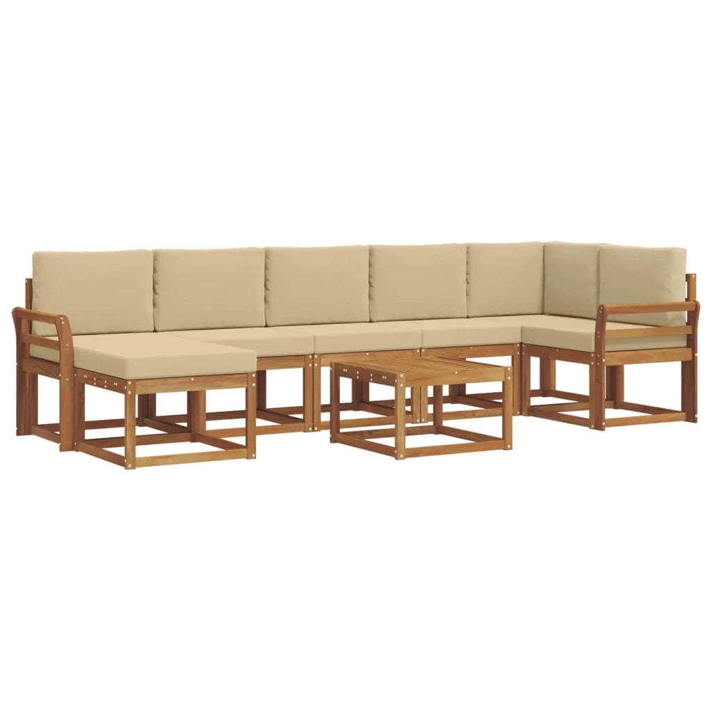 Set di divani da esterno con cuscino 8 pcs Naturale e Beige 3366746