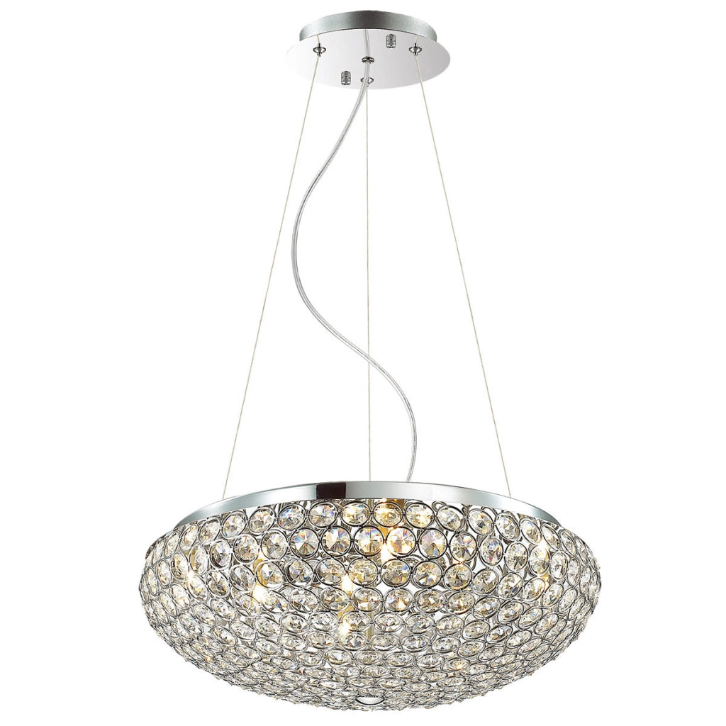Lampadario Art Déco cromato con cristalli 7xG9 Santo