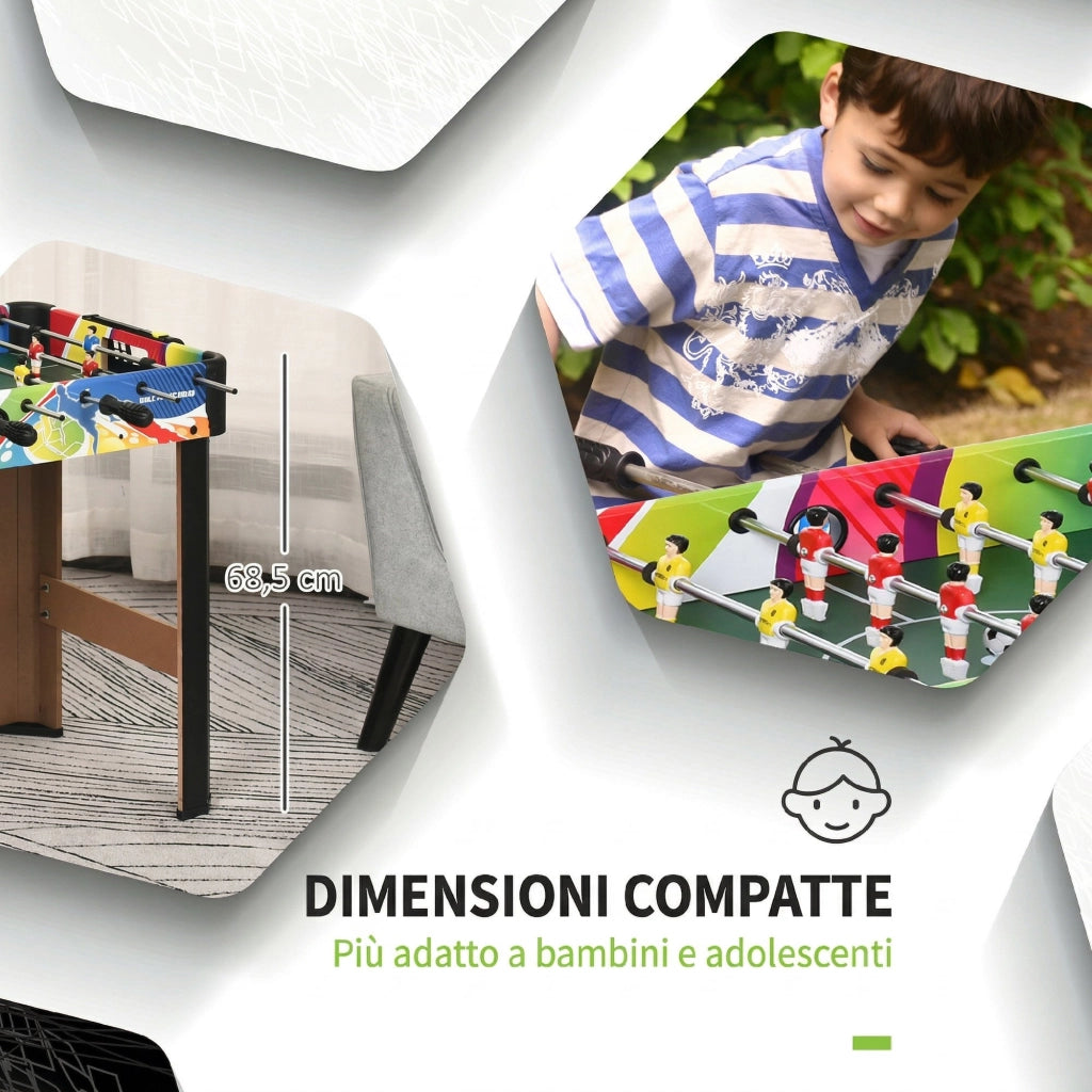 Calcio Balilla ¨C Minimal ¨C Legno, Acciaio Inox, Plastica, 86.5x43.5x63 cm, Multicolore